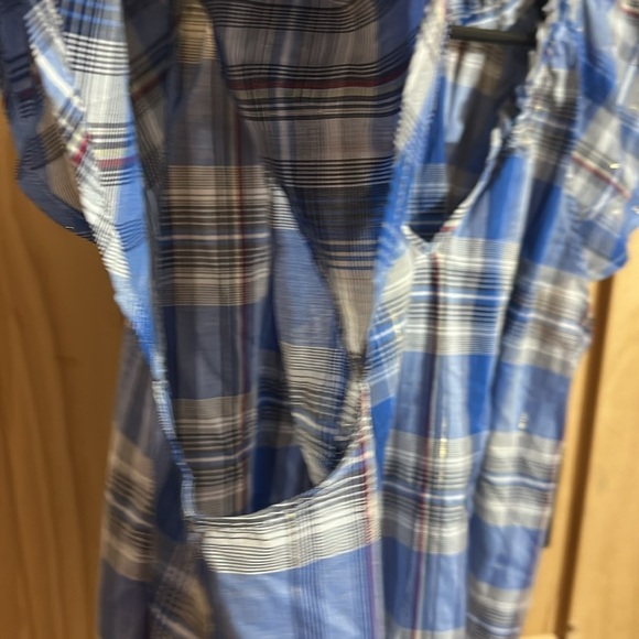 NWT Wrangler Retro short sleeve Blue Plaid Women's Top - Picture 5 of 6